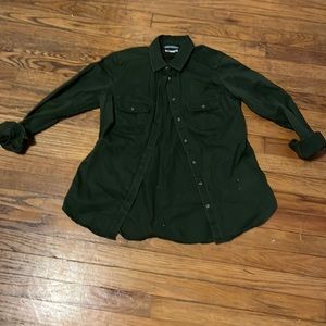 Green button up shirt